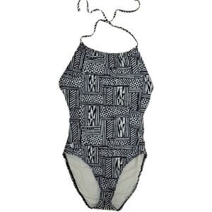 Vintage Lauren Ralph Lauren Brown Tan Aztec Print One Piece Halter Swimsuit 10 M